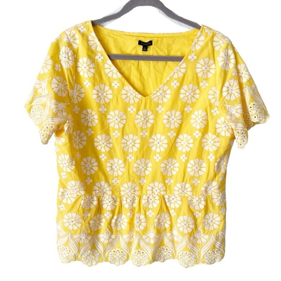 Talbots Top Women's XL Embellished Border Peplum Embroidered Coastal Preppy - Picture 1 of 8
